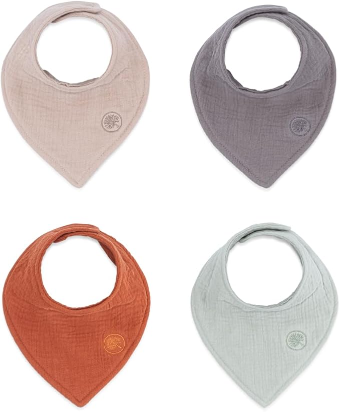 Parker Baby Muslin Bandana Drool Bibs | 100% Soft Muslin Cotton, Absorbent & Adjustable | Stylish Teething & Drooling Bibs