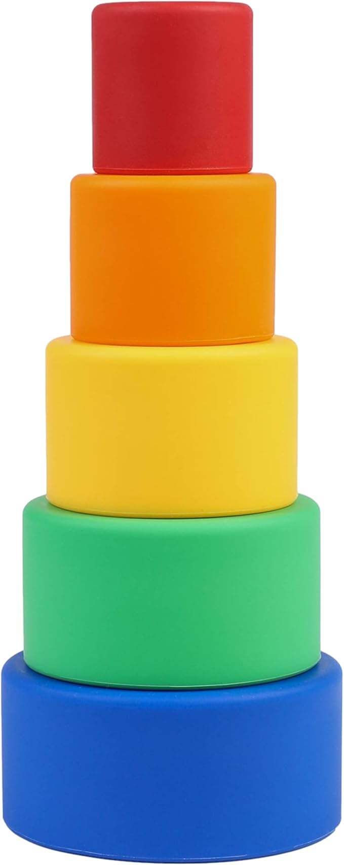 BLUE GINKGO Silicone Stacking Cups – Nesting & Sensory Stacking Toy for Toddlers | Open-Ended Montessori Toy with 5 Cups (Vibrant Colors)