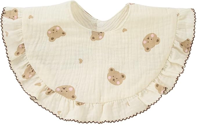 Nishine 4 pcs Unisex Baby Muslin Bandana Drool Bibs 360 Degree Rotatable Cotton Teething Feeding Drooling Bibs for Boy Girl