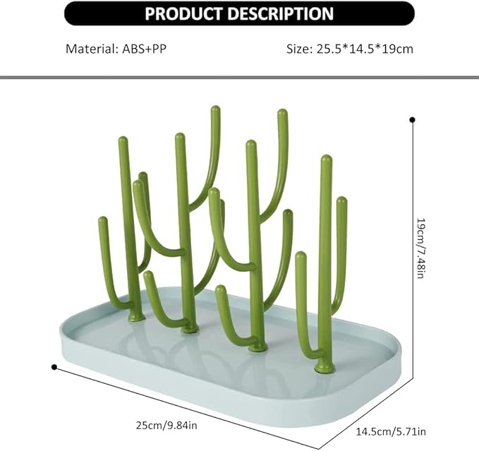 Baby Essentials,Bottle Drying Rack,Baby Bottle Drying Rack,Drying Rack for Kitchen Counter,Detachable Bottle Dryer Holder with Base.for Nipples,Cups,Pump Parts and Accessories(Green)