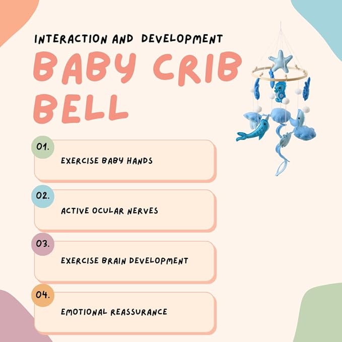 GOODMOM Ocean Nursery Mobile for Boys & Girls | Handmade Baby Crib Mobile with Seahorse, Jellyfish, and More | Sea Theme Crib Accessories|Easy Assembly Sturdy Structure (BlueWave)