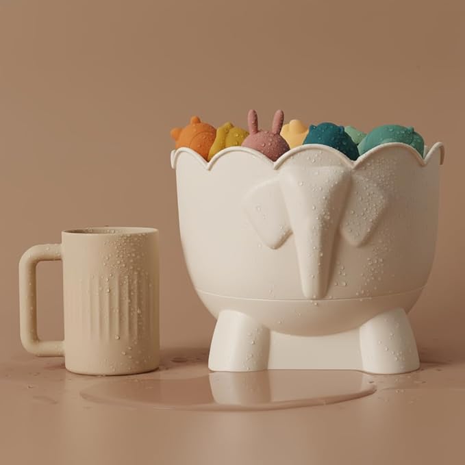 Bath Toy Storage - 2 Piece Baby Bathtub Toy Holder With Removable Base For Draining - 1 Silicone rinse cup Drying -Bathroom Toy Organizer for Baby Bath toys Outside Tube (Bath Buddy Toy Storage)