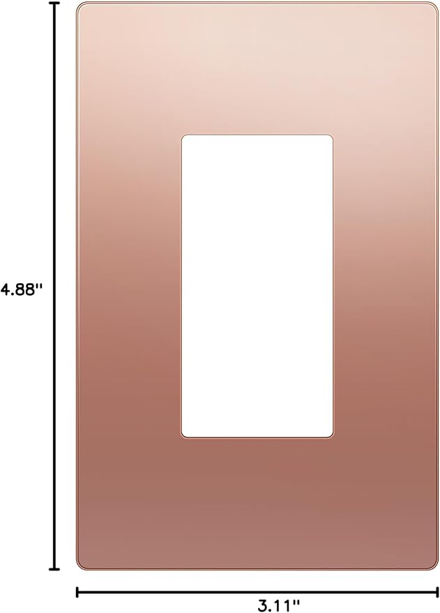 LIDER Decorator Metal Wall Plate, Temperature and Impact Resistant, 201 Stainless Steel, Screwless Cover, Modern Decoration Upgrade, Mid-Size 1-Gang 4.88" x 3.11", Polished Rose Gold, LSMWP-31M-PRG
