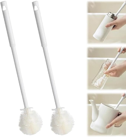 360° Flexible Silicone Bottle Brush with Long Handle, Deep Cleaning Brush for Long Bottle, Narrow Neck Bottle, Water Bottles, Baby Bottles, Flasks (2PCS)