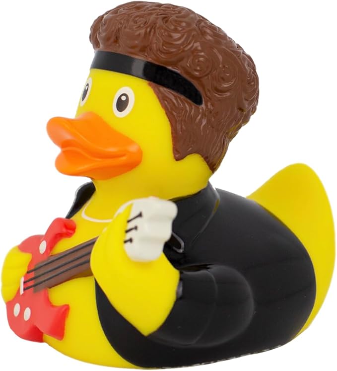 Rock Star Guitar Rubber Duck, Decorative Bath Toy, Collectible, Car Dashboard Display, Party Favor, Cake Topper