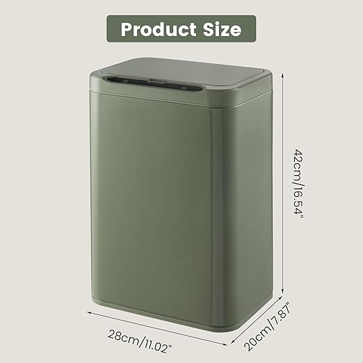 ELPHECO Stainless Steel Office Trash Can Motion Sensor Garbage Can Touchless Smart Trash Can Automatic Waste Bin for Kitchen, Office, Bathroom (Avocado Green, 5.5 Gallons)