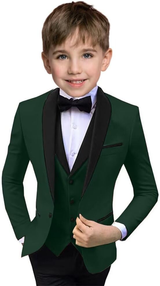 Boys Suit 3 Piece Ring Bearer Suit Kids Formal Jacket Vest Pants Suits Wedding Outfit for Party Prom Tuxedo