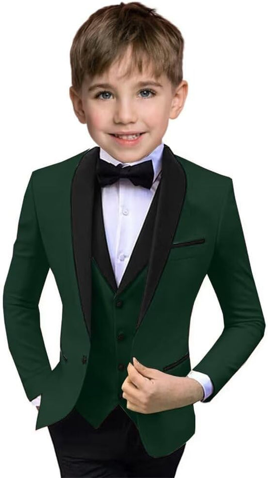 Boys Suit 3 Piece Ring Bearer Suit Kids Formal Jacket Vest Pants Suits Wedding Outfit for Party Prom Tuxedo