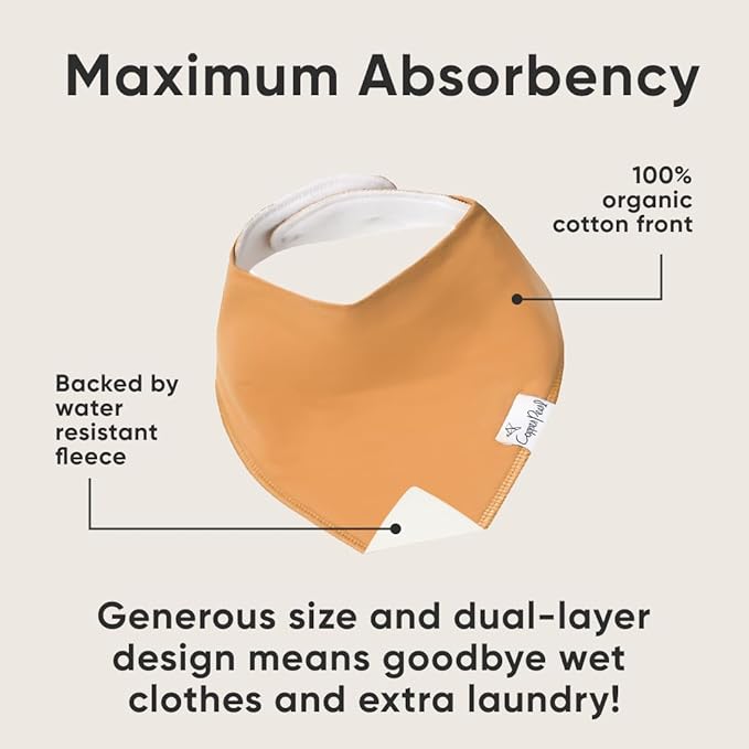 Copper Pearl 4 Pack Soft Cotton Baby Bibs for Drooling and Teething, Absorbent Drool Bibs for Baby Girl and Boy, Adjustable to Fit Newborns to Toddlers, Tons of Styles (Dune)