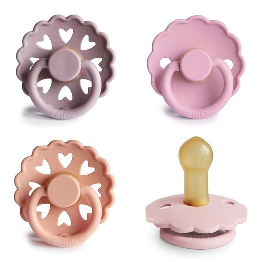 FRIGG Natural Rubber Baby Pacifier 4-Pack Sunset Bliss | Made in Denmark | BPA-Free (6-18 Months)