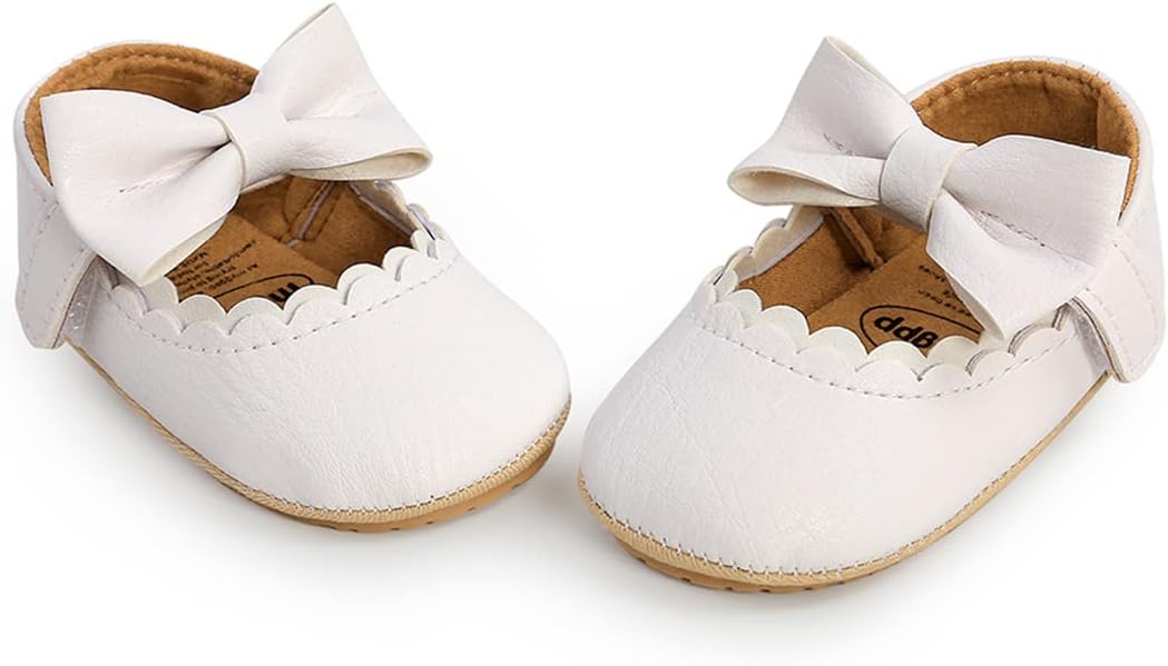 COSANKIM Baby Girls Mary Jane Flats Shoes Anti-Slip Rubber Sole Infant Toddler Princess Wedding Dress Shoes