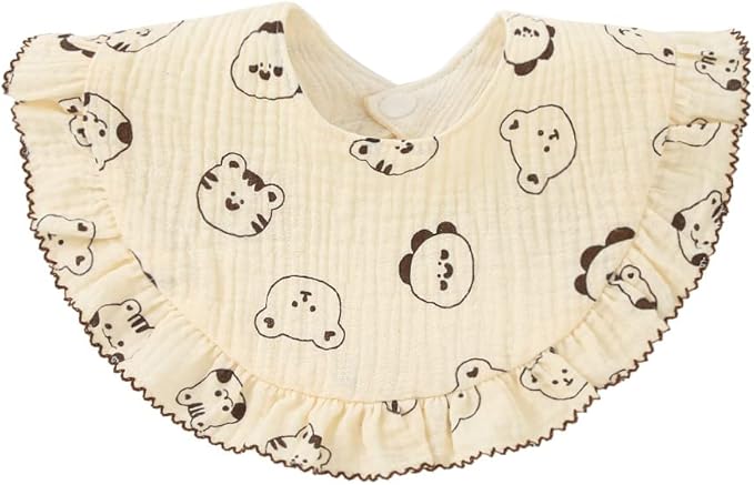 Nishine 4 pcs Unisex Baby Muslin Bandana Drool Bibs 360 Degree Rotatable Cotton Teething Feeding Drooling Bibs for Boy Girl