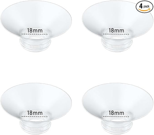 Flange Insert 4PCS 18mm Compatible with Momcozy M9/M6/M5/S12 Pro/V1 Pro/V2 pro, Spectra/Medela/Elvie/NCVI/TSRETE/eufy/Lansinoh/Paruu/MomMed Breast Pump 24mm Shields/Flanges (4pcs-18mm)