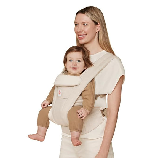 Ergobaby Omni Deluxe Baby Carrier Newborn to Toddler - Breathable Baby Carriers for Summer - All-Position Carrier with Enhanced Lumbar Support & Airflow (7-45 Pounds), Natural Linen