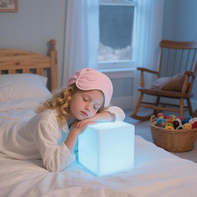 8-inch Waterproof LED Light Cube, USB Rechargeable Mood Light, 16 RGB Colors Changing Night Lights with Remote, Nursery Glow Kid Stool for Kids Room, Bedroom & Outdoor Decor