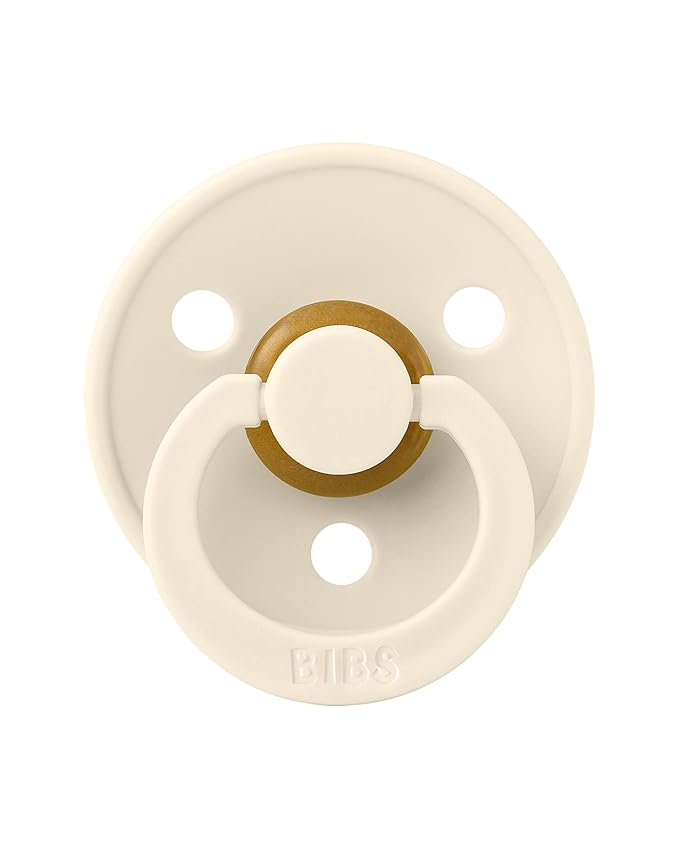 BIBS Pacifiers Colour Collection | Natural Rubber Baby Pacifier | Set of 2 BPA-Free Soothers | Made in Denmark | 0+ Months (Pack of 2) | Ivory/Petrol