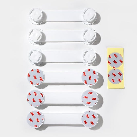 Child Safety Cabinet Locks – 6-Pack Double Button Drawer Latches, Easy & No-Residue Removal, Exclusive Technology – Baby Proofing for Drawers & Cabinets