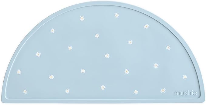 mushie Silicone Placemat for Kids | BPA-Free Non-Slip Design (White Daisy)