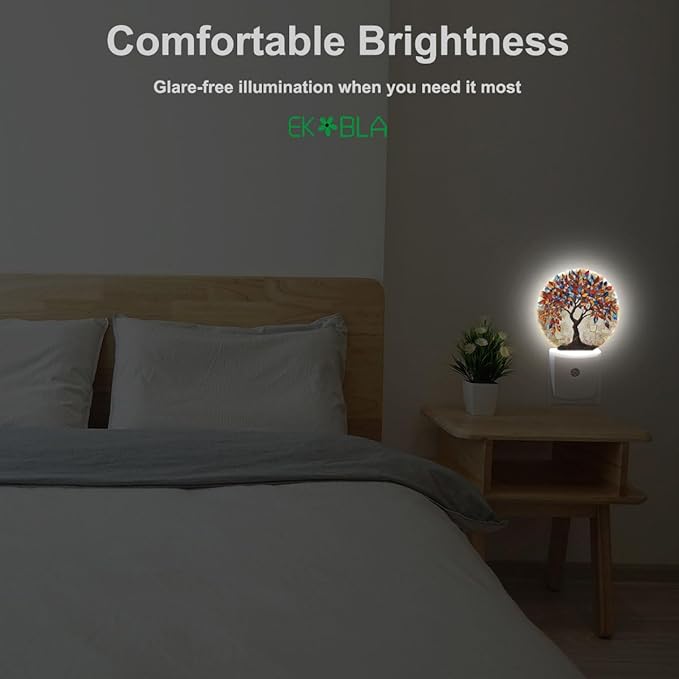 EKOBLA Colored Seasons Tree LED Night Light Tree with Colorful Leaves Dusk to Dawn Plug-in Nightlights Auto Sensor for Home Indoor Bathroom Hallway Kitchen