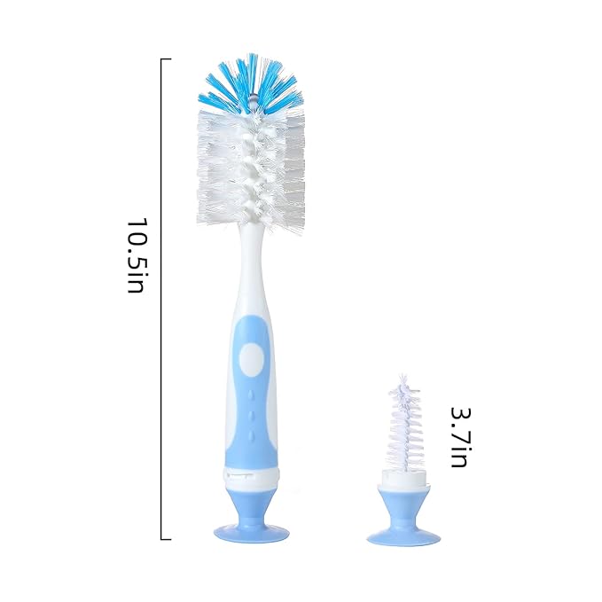 Chemimoso Multifunctional Cleaning Brush, Baby Bottle Brush, Bottle Brush Cleaner, Rotate The Suction Cup to Obtain The Small Bristle Brushes, Set Z, Green, Nylon and Nylon Brush
