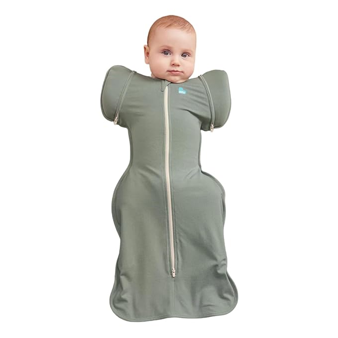 Love to Dream Swaddle Up Transition Bag, Snug Fit, Zip-Off Wings, 1.0 Tog Suitable for Moderate Temperature 20-24°C, Machine Washable & Double Zip for Easy Nappy Change, Deep Olive