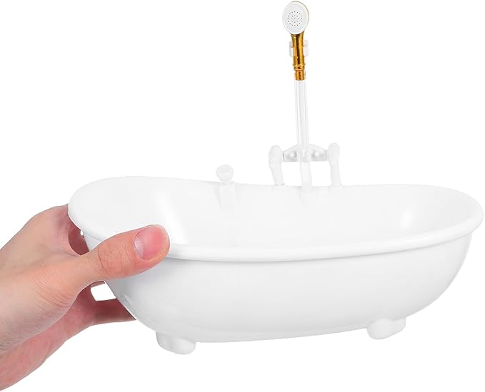 Toyvian Electric Water Spraying Bathtub Swimming Pool with Sprayer Without Battery for Doll (White)