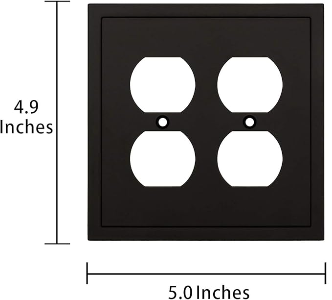 Modern Edge Decorative Wall Plate Switch Plate Outlet Cover, Durable Solid Zinc Alloy (Double Duplex, Matte Black)