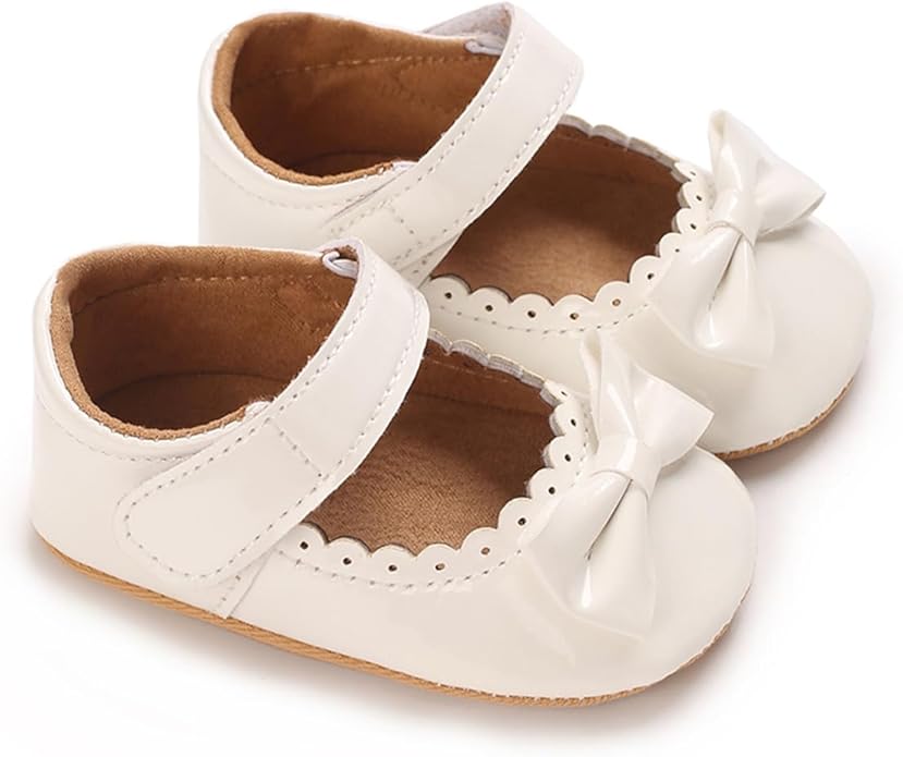 COSANKIM Baby Girls Mary Jane Flats Shoes Anti-Slip Rubber Sole Infant Toddler Princess Wedding Dress Shoes