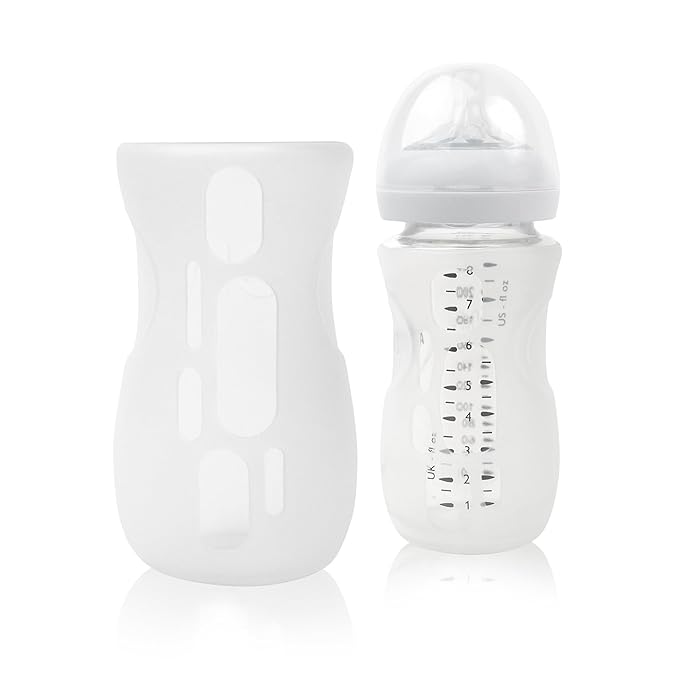 Olababy Silicone Sleeve for Avent Natural Glass Baby Bottles (8 oz, Translucent)