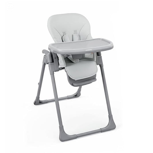 High Chair, Foldable High Chairs for Babies and Toddlers, Adjustable Height, Backrest and Footrest, Removable Tray, Gray