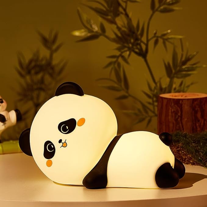 Cute Panda Night Light, with Two Actions: Sitting and Lying, Suitable for Desktop and Bedside Decoration, Rechargeable, dimmable, Touch Control, a Unique Gift for Family Members on Birthdays