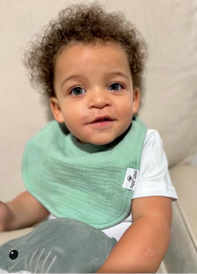 DiaperSquad's Baby Bibs for Drooling and Teething, Bibs for Boys, Baby Girl - Solid Cotton Baby Drool Bibs