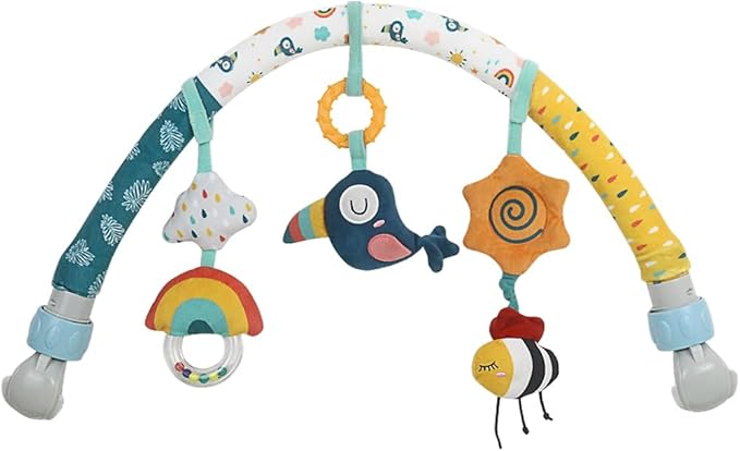 Caterbee Baby Bouncer Bar, Stroller and Crib Accessory, Pram Activity Arch, Bassinet Travel Toys for Toddlers (Sky)