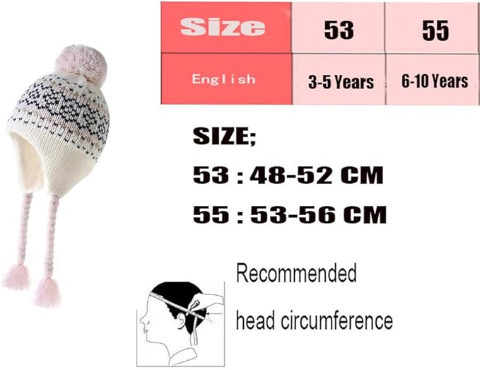 Moon Kitty Girls Knit Hats Winter Fleece Lining Skiing Winter Caps with Warm Ear Flap