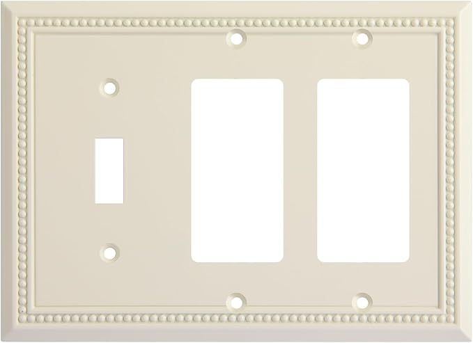 Henne Bery Sunken Pearls Heavy Duty Decorative Wall Plate Switch Plate Outlet Cover (Single Toggle/Double Decorator, Light Almond)