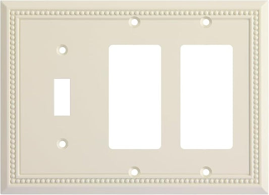 Henne Bery Sunken Pearls Heavy Duty Decorative Wall Plate Switch Plate Outlet Cover (Single Toggle/Double Decorator, Light Almond)