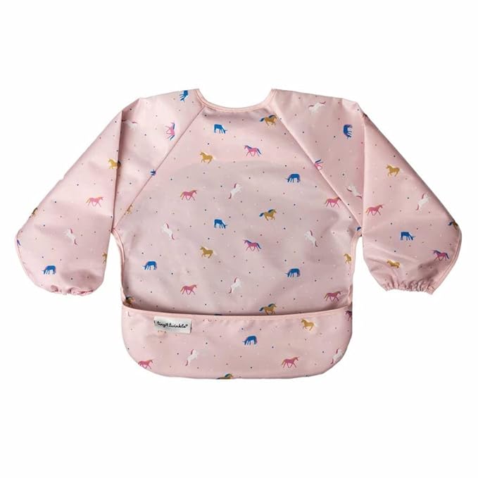 Tiny Twinkle Long Sleeve Bib for Babies & Toddlers – Waterproof Smock Bib for Eating – Machine Washable & Mess-Proof, Baby Feeding Essential & Shower Must-Have(Unicorn Confetti, 6–24M)