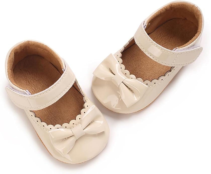 COSANKIM Baby Girls Mary Jane Flats Shoes Anti-Slip Rubber Sole Infant Toddler Princess Wedding Dress Shoes