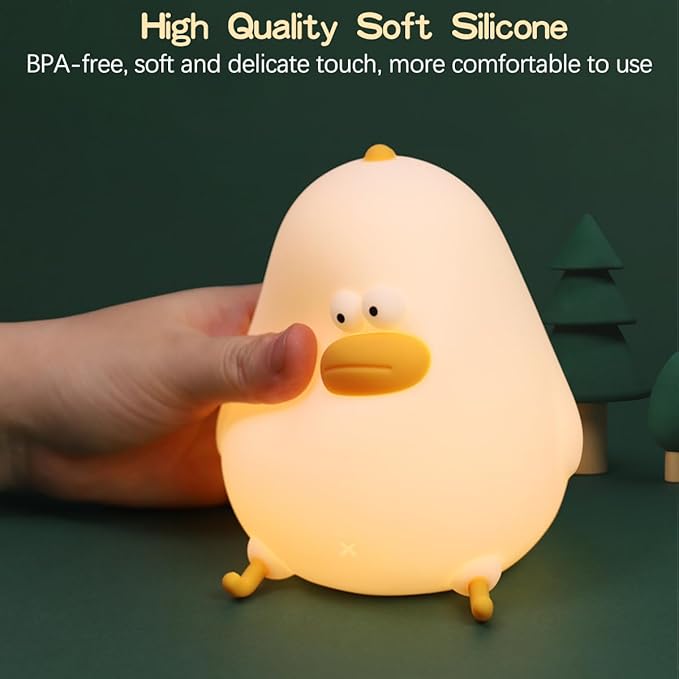 Night Light for Kids, Cute Silicone Nursery Chick Lamp for Baby and Toddler, Animal Night Light for Boys and Girls, Squishy Bedside Lamp for Kids Room