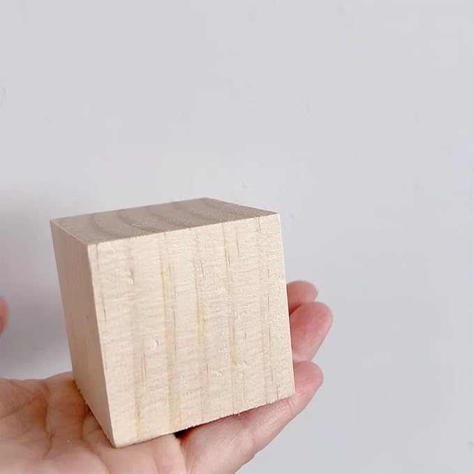Wood Blocks for Crafts, Unfinished Wood Cubes, 2 Inch Natural Wooden Blocks, Pack of 8 Wood Square Blocks, Wooden Cubes for Arts and Crafts and DIY Projects