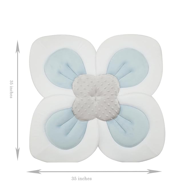 PandaEar Baby Bath Pad for Infant Newborn | Soft Flower Petals for Sink Bathtub Essentials Shower Gift (Blue)