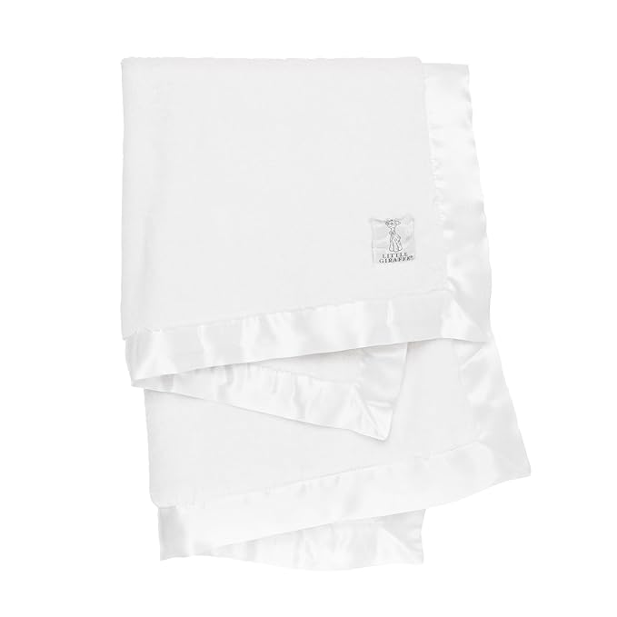 Little Giraffe Baby Blanket - Luxe Soft Blanket with Satin Trim - Baby Stroller Blanket - Newborn Baby Essentials & Baby Gifts - 29x35" - White