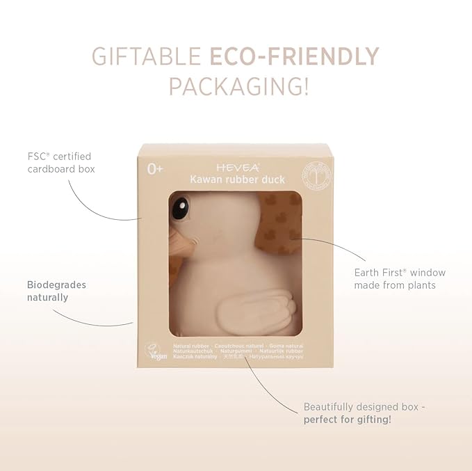 HEVEA Kawan Mini Rubber Duck - 100% Natural Rubber Baby Bath Toy - Planet Friendly, Perfect for Playing, Teething, and Bathing - Mold Free Bath Toys - Sand