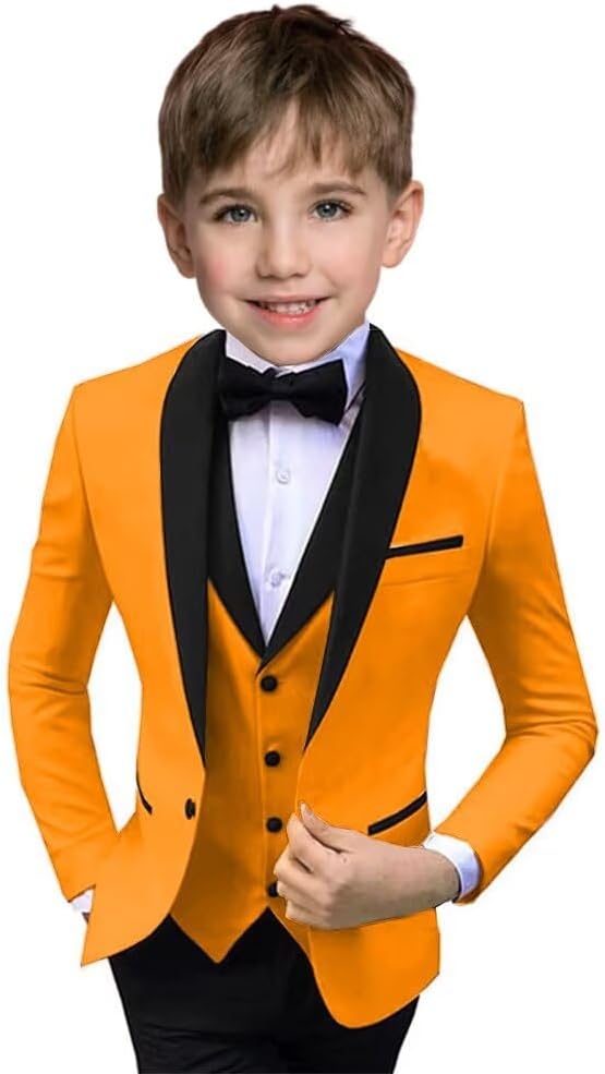 Boys Suit 3 Piece Ring Bearer Suit Kids Formal Jacket Vest Pants Suits Wedding Outfit for Party Prom Tuxedo