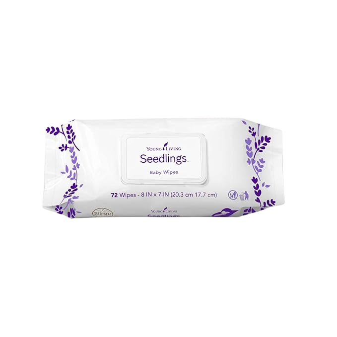 Young Living Seedlings Baby Wipes, 72ct | Gentle Care for Little Ones | Skin Moisturizer | Hydrating & Smooth | Sensitive Skin | Thick Wipes | Alcohol-Free | Ideal for Hands & Faces | Water-Infused