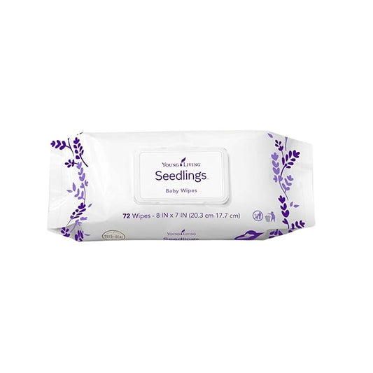 Young Living Seedlings Baby Wipes, 72ct | Gentle Care for Little Ones | Skin Moisturizer | Hydrating & Smooth | Sensitive Skin | Thick Wipes | Alcohol-Free | Ideal for Hands & Faces | Water-Infused
