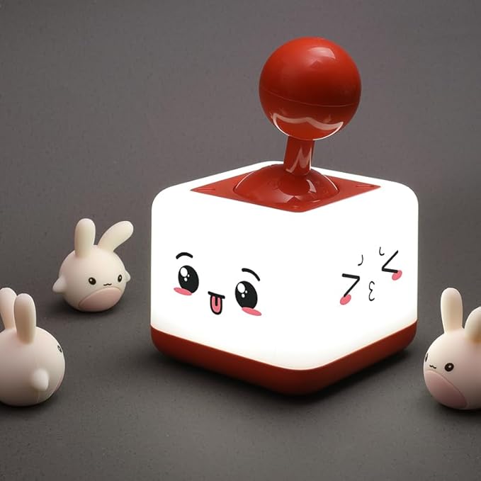 Night Light Lamp Rocker Night Light, 2-Speed Timer Bedside Night Lamp Rechargeable USB Lamp Side Table Light Night Rising Lamp LED Companion Light(Rocker Red)