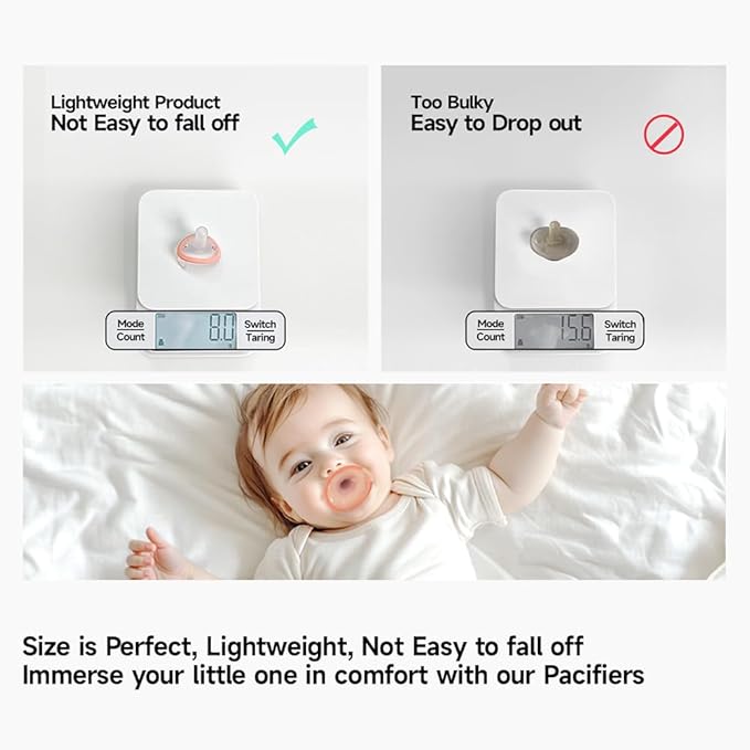 Baby Pacifiers 3 Month, 6 Month Breast-Like Shape Soft Silicone Newborn Pacifiers with Large Air Holes, BPA Free