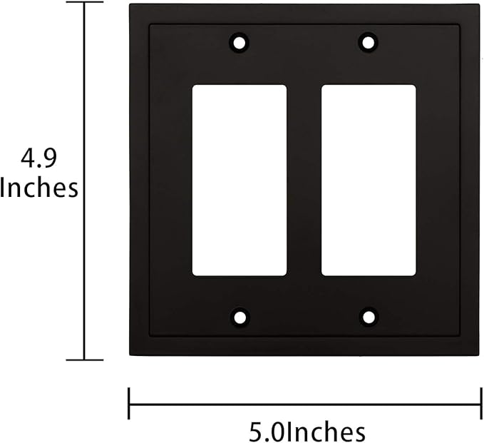 Modern Edge Decorative Wall Plate Switch Plate Outlet Cover, Durable Solid Zinc Alloy (Double Decorator, Matte Black)