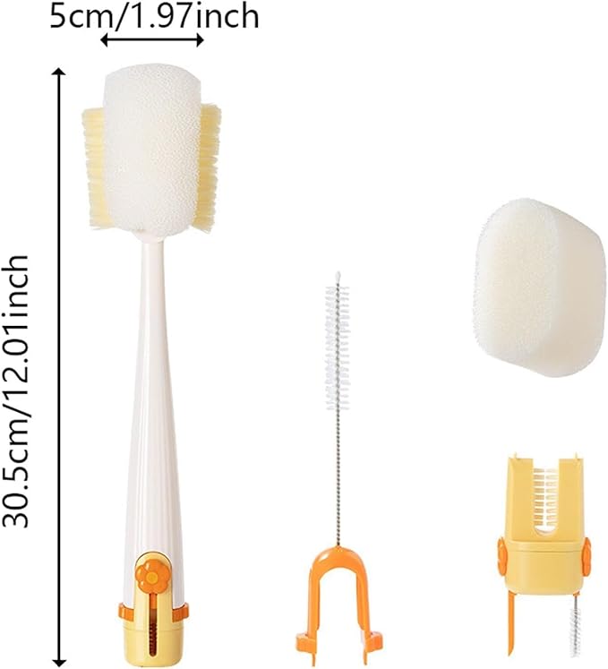 5 in 1 Bottle Cleaning Brush Set, 5‑in‑1 Multifunctional Bottle Cleaning Brush Set, Straw, Lid, Gap & Cup Brushes for Travel and Home Use (Green)
